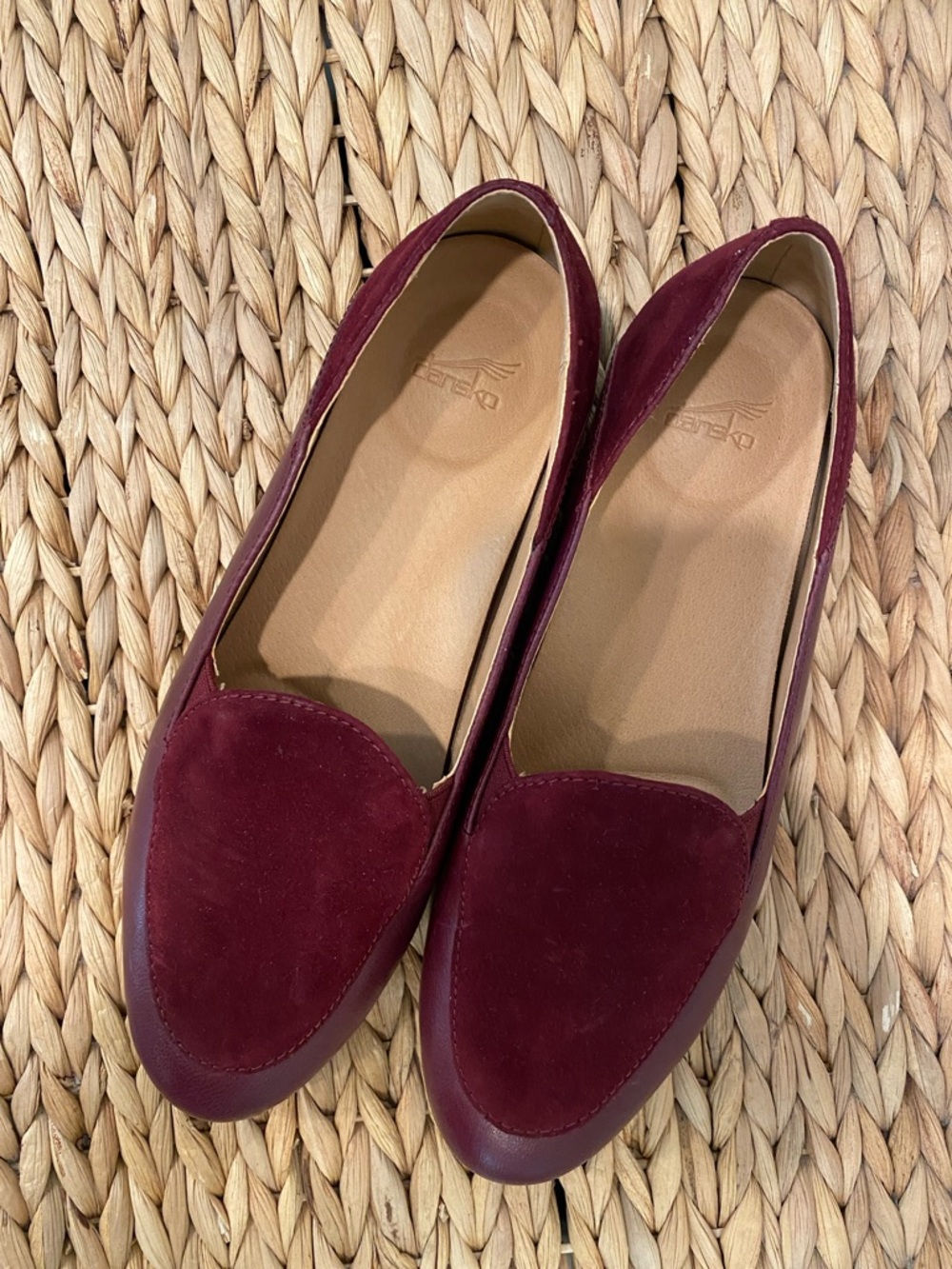 Dansko Women's Lace Burgundy Suede & Leather Slip-On Loafers